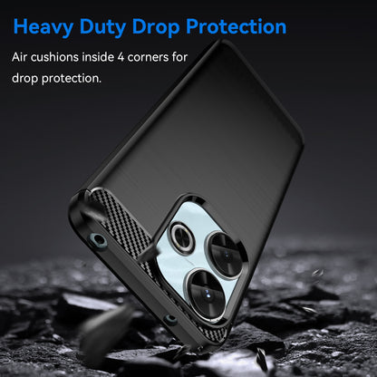 Xiaomi Poco M6 4G Carbon Fiber Brushed Texture TPU Protective Phone Case Shockproof Slim Cover