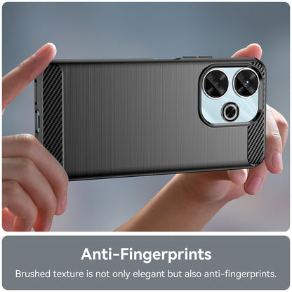 Xiaomi Poco M6 4G Carbon Fiber Brushed Texture TPU Protective Phone Case Shockproof Slim Cover