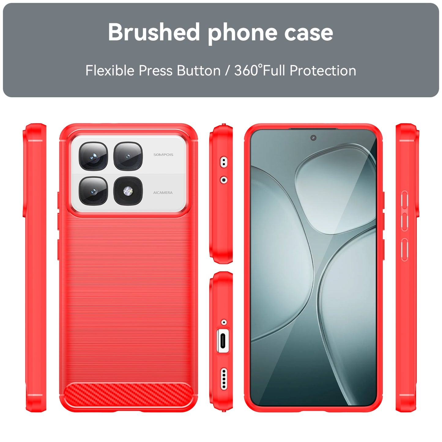 Xiaomi 14T Carbon Fiber Brushed Texture TPU Protective Phone Case Shockproof Slim Cover