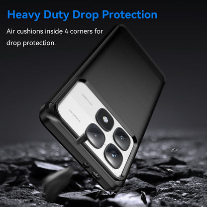 Xiaomi 14T Carbon Fiber Brushed Texture TPU Protective Phone Case Shockproof Slim Cover