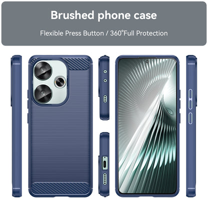 Xiaomi Poco F6 Carbon Fiber Brushed Texture TPU Protective Phone Case Shockproof Slim Cover