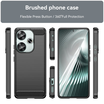 Xiaomi Poco F6 Carbon Fiber Brushed Texture TPU Protective Phone Case Shockproof Slim Cover