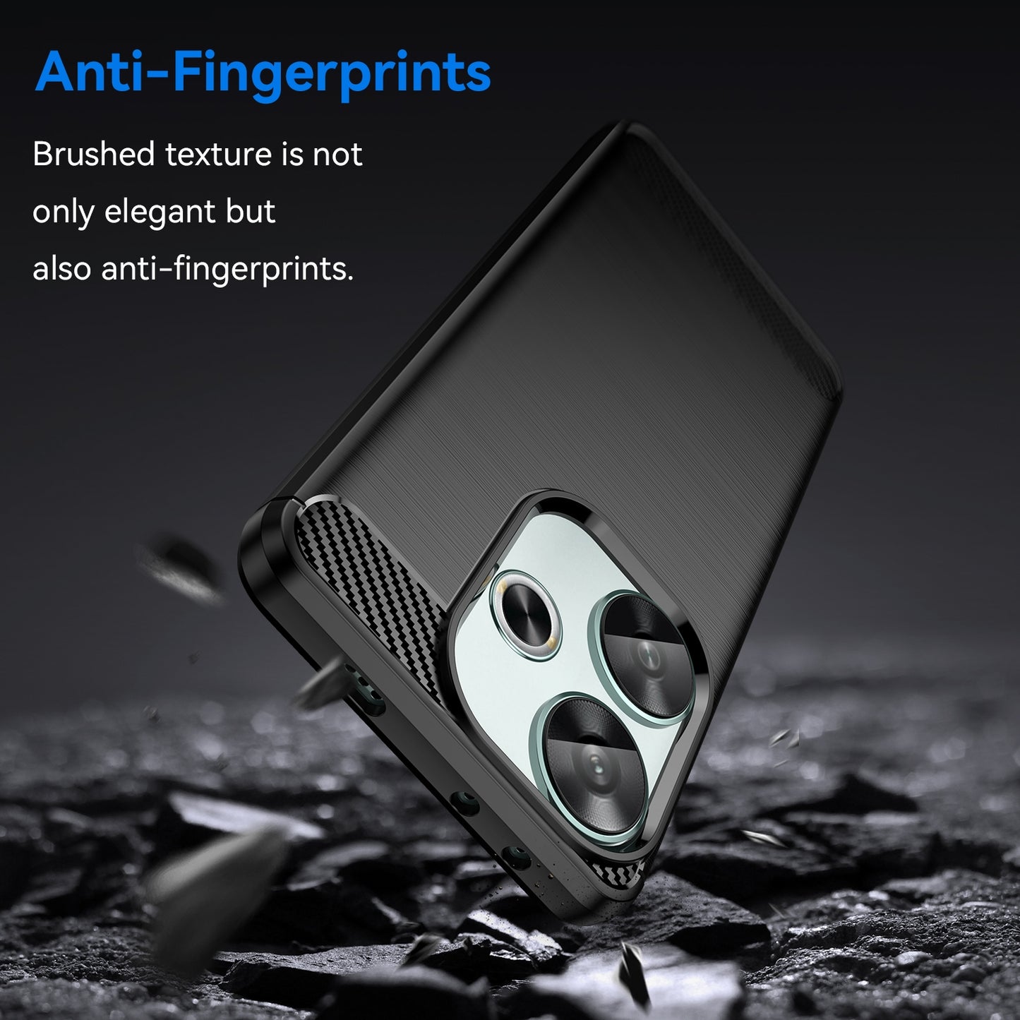 Xiaomi Poco F6 Carbon Fiber Brushed Texture TPU Protective Phone Case Shockproof Slim Cover