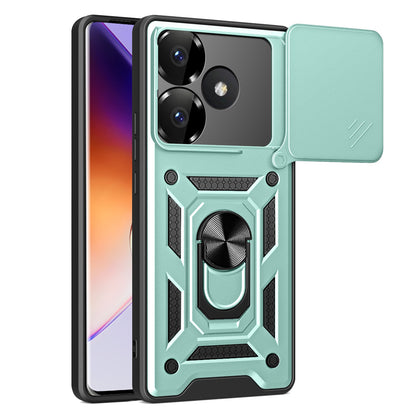 Xiaomi Poco F6 Sliding Camera Cover Magnetic Ring Stand Shockproof TPU + PC Protective Phone Case