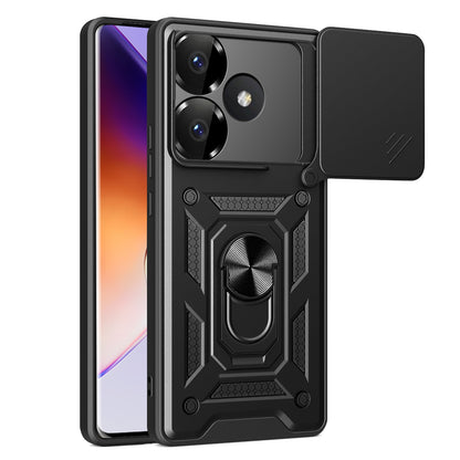 Xiaomi Poco F6 Sliding Camera Cover Magnetic Ring Stand Shockproof TPU + PC Protective Phone Case