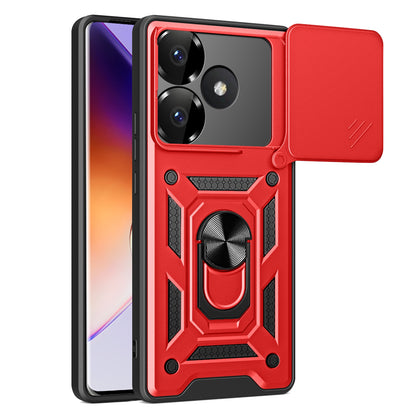 Xiaomi Poco F6 Sliding Camera Cover Magnetic Ring Stand Shockproof TPU + PC Protective Phone Case