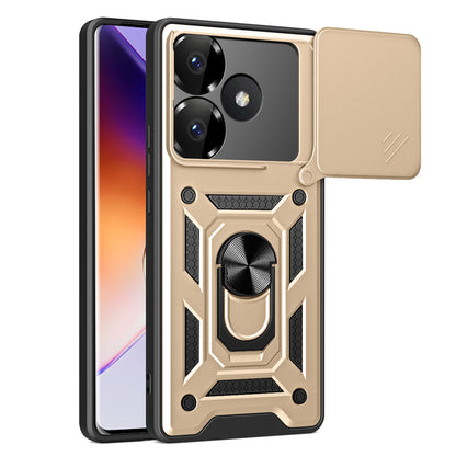 Xiaomi Poco F6 Sliding Camera Cover Magnetic Ring Stand Shockproof TPU + PC Protective Phone Case