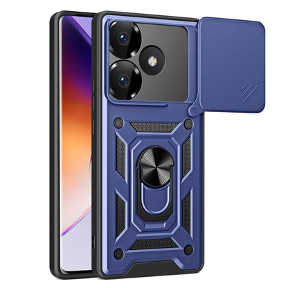 Xiaomi Poco F6 Sliding Camera Cover Magnetic Ring Stand Shockproof TPU + PC Protective Phone Case
