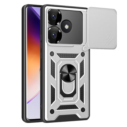 Xiaomi Poco F6 Sliding Camera Cover Magnetic Ring Stand Shockproof TPU + PC Protective Phone Case