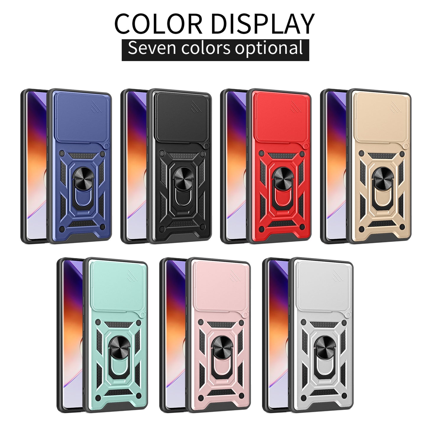 Xiaomi Poco F6 Pro Sliding Camera Cover Magnetic Ring Stand Shockproof TPU + PC Protective Phone Case