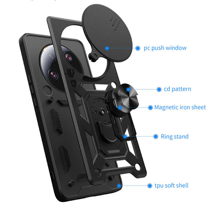 Xiaomi 13 Ultra Sliding Camera Cover Magnetic Ring Stand Shockproof TPU + PC Protective Phone Case