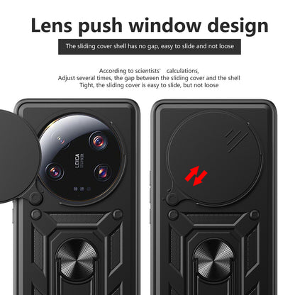 Xiaomi 13 Ultra Sliding Camera Cover Magnetic Ring Stand Shockproof TPU + PC Protective Phone Case