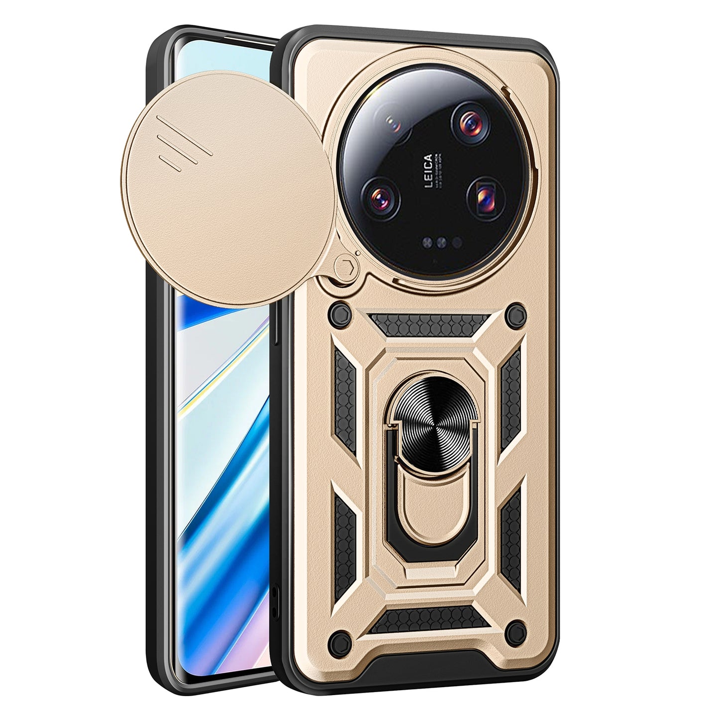 Xiaomi 13 Ultra Sliding Camera Cover Magnetic Ring Stand Shockproof TPU + PC Protective Phone Case