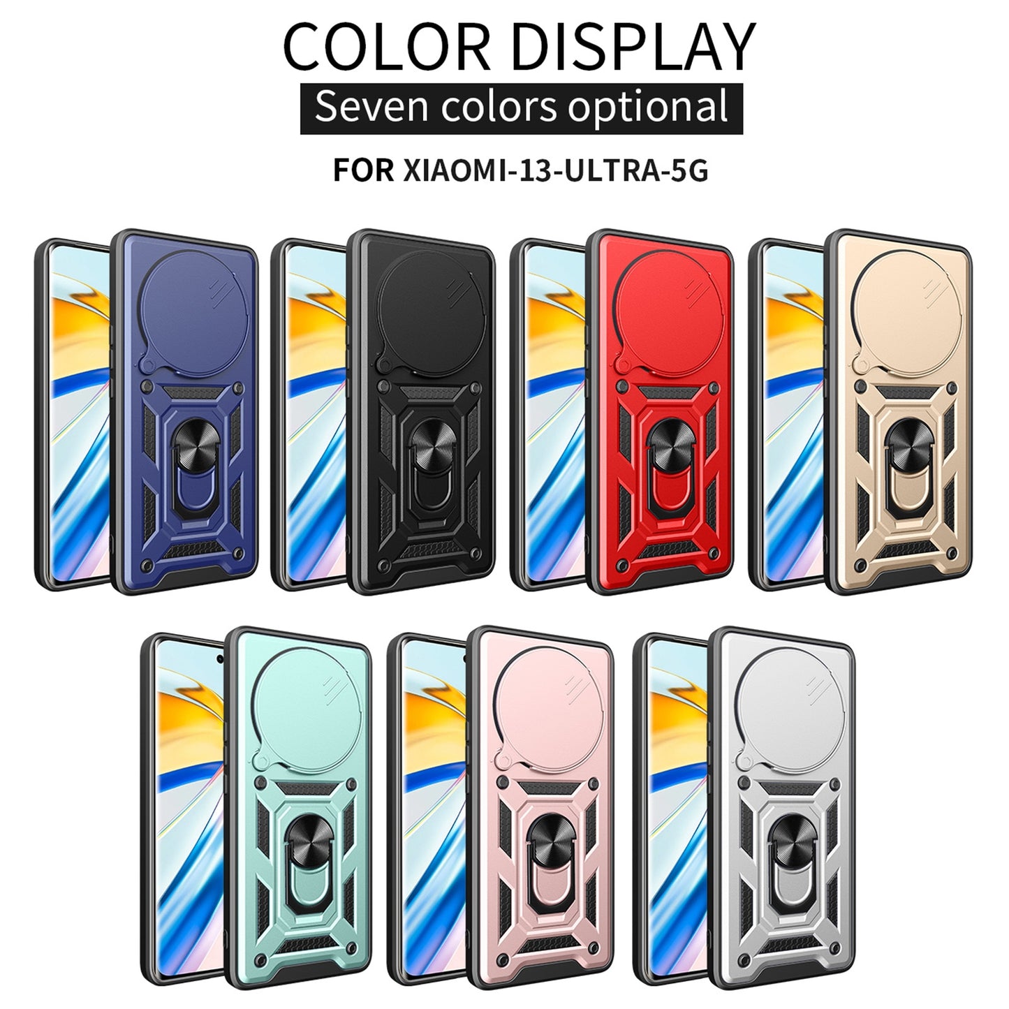 Xiaomi 13 Ultra Sliding Camera Cover Magnetic Ring Stand Shockproof TPU + PC Protective Phone Case