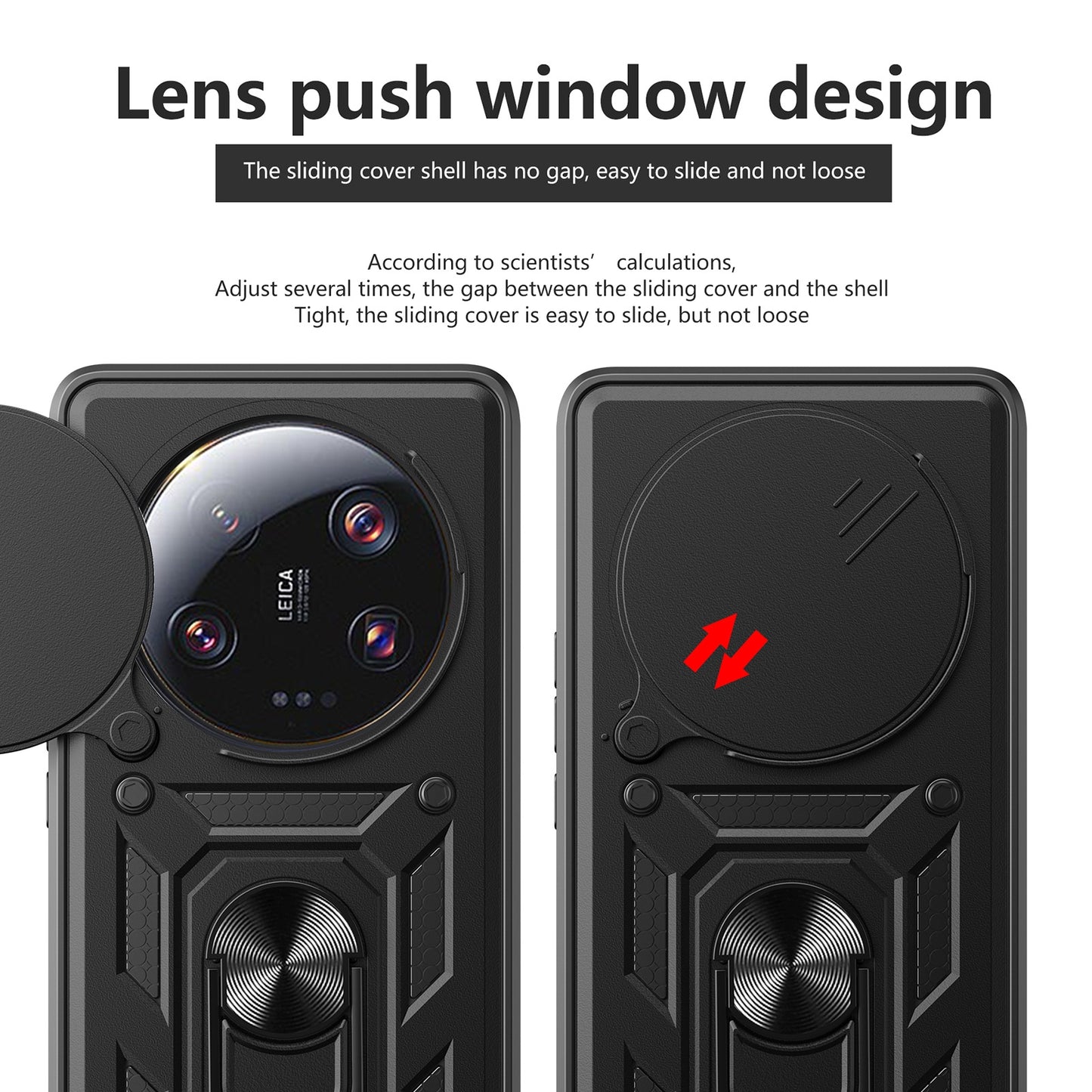 Xiaomi 13 Ultra Sliding Camera Cover Magnetic Ring Stand Shockproof TPU + PC Protective Phone Case