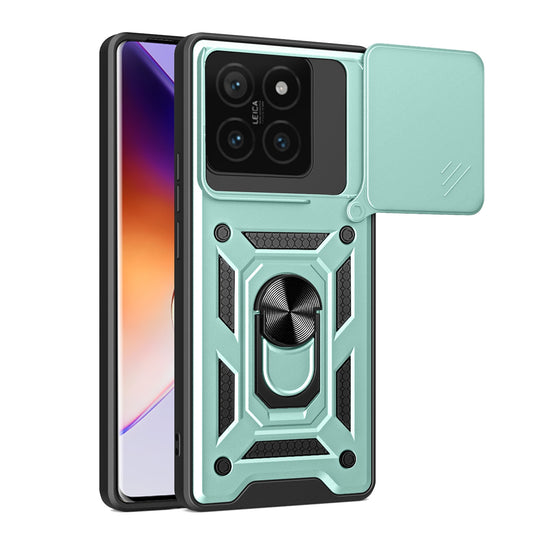 Xiaomi 14T 5G Sliding Camera Cover Magnetic Ring Stand Shockproof TPU + PC Protective Phone Case