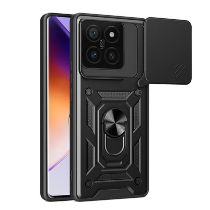 Xiaomi 14T 5G Sliding Camera Cover Magnetic Ring Stand Shockproof TPU + PC Protective Phone Case