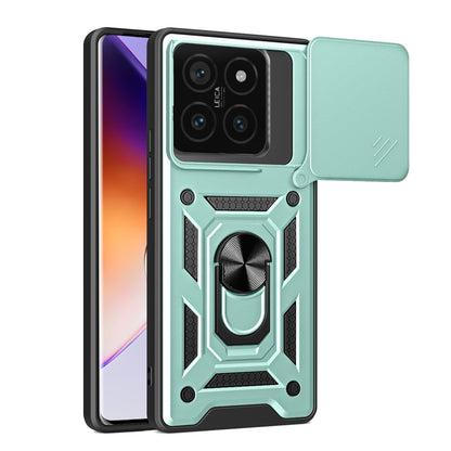 Xiaomi 14T Pro 5G Sliding Camera Cover Magnetic Ring Stand Shockproof TPU + PC Protective Phone Case