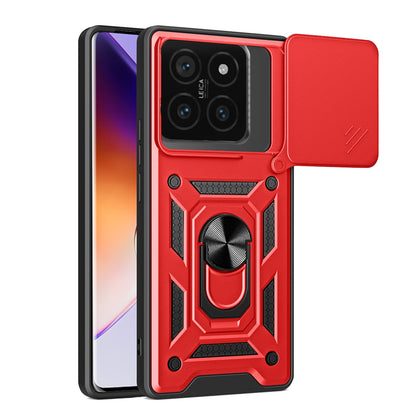 Xiaomi 14T Pro 5G Sliding Camera Cover Magnetic Ring Stand Shockproof TPU + PC Protective Phone Case