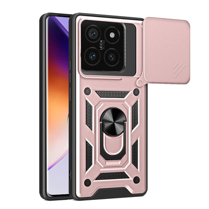 Xiaomi 14T Pro 5G Sliding Camera Cover Magnetic Ring Stand Shockproof TPU + PC Protective Phone Case