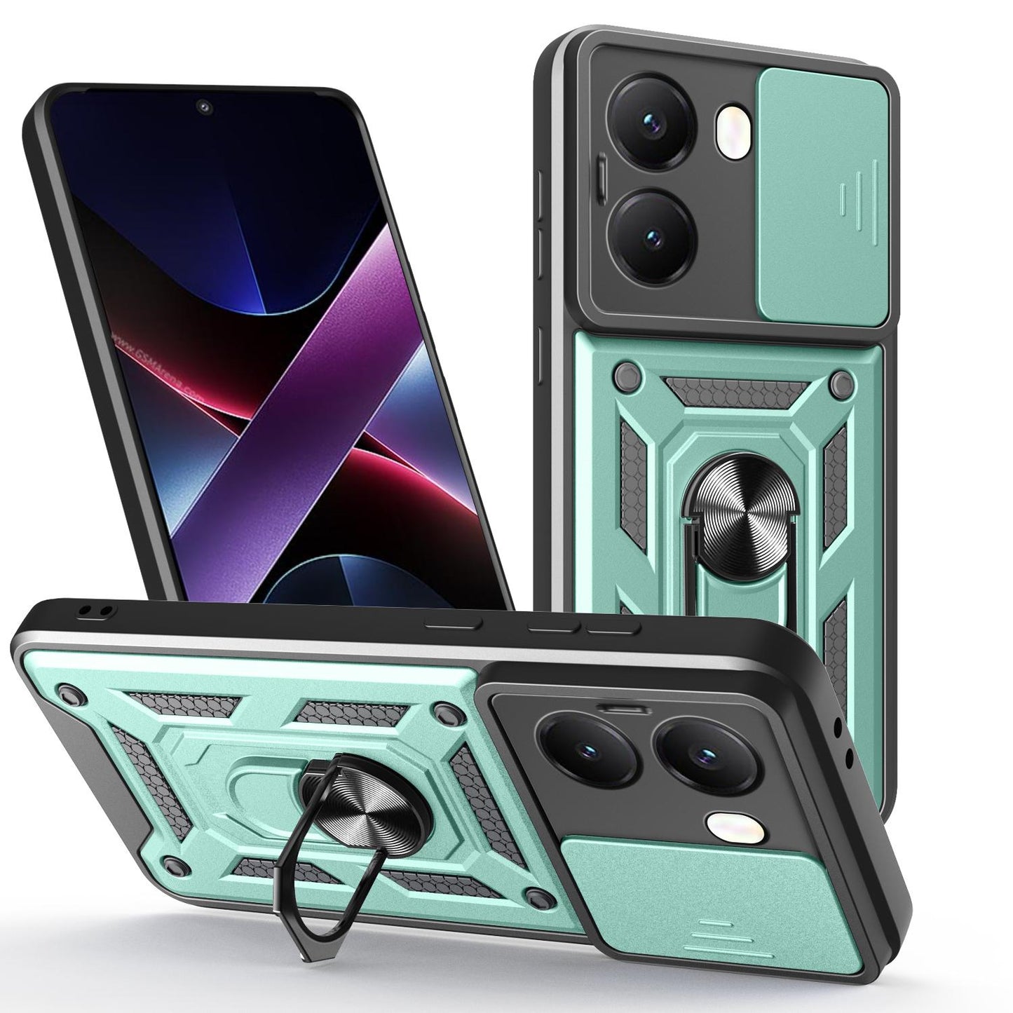 Xiaomi Poco X7 Pro 5G Sliding Camera Cover Magnetic Ring Stand Shockproof TPU + PC Protective Phone Case