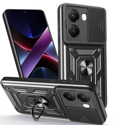 Xiaomi Poco X7 Pro 5G Sliding Camera Cover Magnetic Ring Stand Shockproof TPU + PC Protective Phone Case