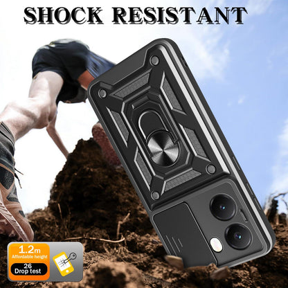 Xiaomi Poco X7 Pro 5G Sliding Camera Cover Magnetic Ring Stand Shockproof TPU + PC Protective Phone Case