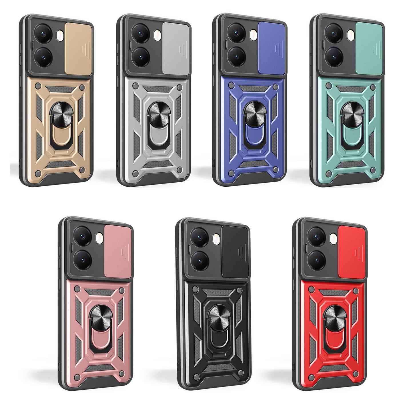 Xiaomi Poco X7 Pro 5G Sliding Camera Cover Magnetic Ring Stand Shockproof TPU + PC Protective Phone Case