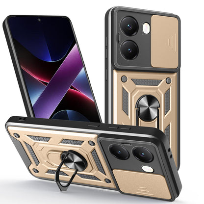 Xiaomi Poco X7 Pro 5G Sliding Camera Cover Magnetic Ring Stand Shockproof TPU + PC Protective Phone Case