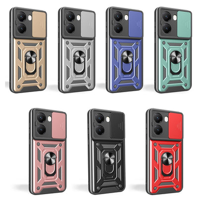 Xiaomi Poco X7 Pro 5G Sliding Camera Cover Magnetic Ring Stand Shockproof TPU + PC Protective Phone Case
