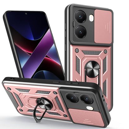 Xiaomi Poco X7 Pro 5G Sliding Camera Cover Magnetic Ring Stand Shockproof TPU + PC Protective Phone Case