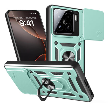 Xiaomi 15 Sliding Camera Cover Magnetic Ring Stand Shockproof TPU + PC Protective Phone Case