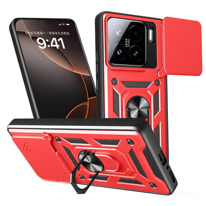 Xiaomi 15 Sliding Camera Cover Magnetic Ring Stand Shockproof TPU + PC Protective Phone Case