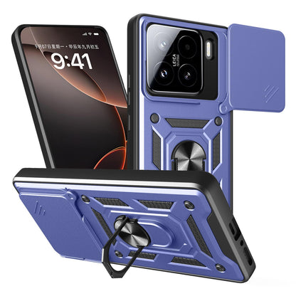 Xiaomi 15 Sliding Camera Cover Magnetic Ring Stand Shockproof TPU + PC Protective Phone Case