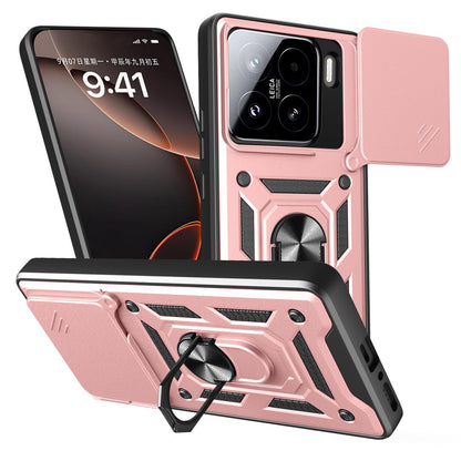 Xiaomi 15 Sliding Camera Cover Magnetic Ring Stand Shockproof TPU + PC Protective Phone Case