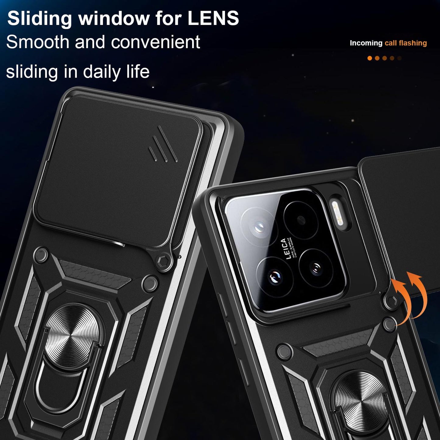 Xiaomi 15 Sliding Camera Cover Magnetic Ring Stand Shockproof TPU + PC Protective Phone Case