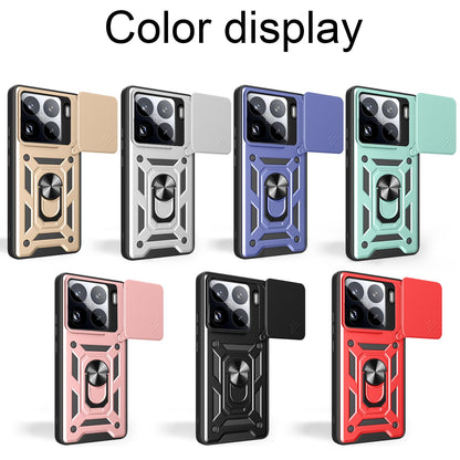 Xiaomi 15 Pro Sliding Camera Cover Magnetic Ring Stand Shockproof TPU + PC Protective Phone Case