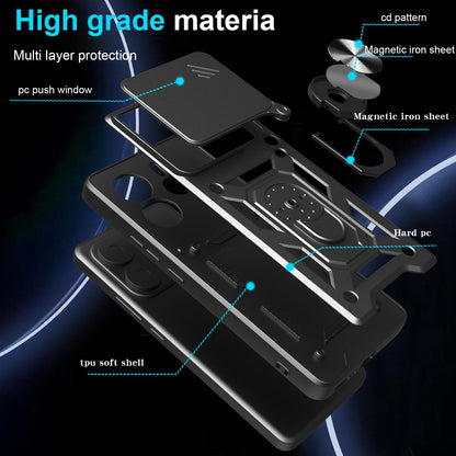 Xiaomi 15 Pro Sliding Camera Cover Magnetic Ring Stand Shockproof TPU + PC Protective Phone Case