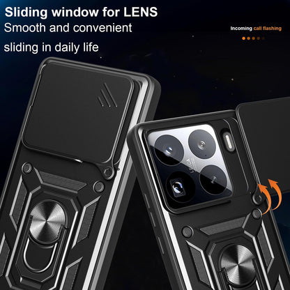 Xiaomi 15 Pro Sliding Camera Cover Magnetic Ring Stand Shockproof TPU + PC Protective Phone Case