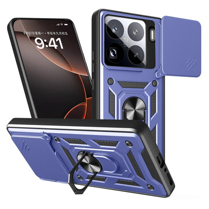 Xiaomi 15 Pro Sliding Camera Cover Magnetic Ring Stand Shockproof TPU + PC Protective Phone Case