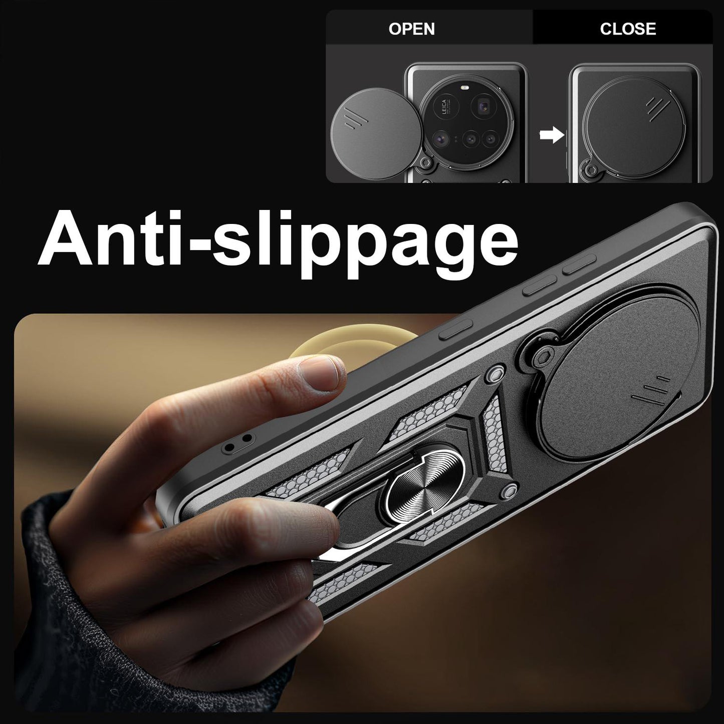 Xiaomi 15 Ultra Sliding Camera Cover Magnetic Ring Stand Shockproof TPU + PC Protective Phone Case