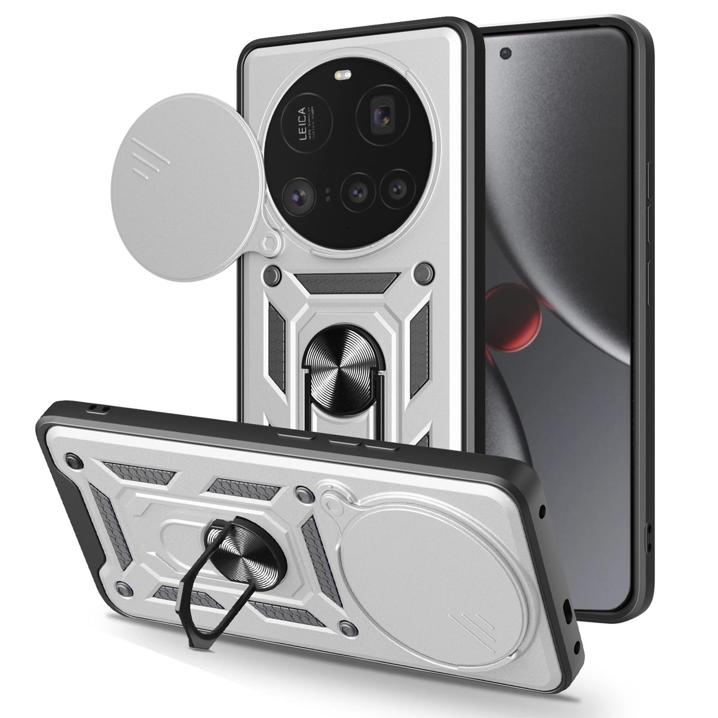 Xiaomi 15 Ultra Sliding Camera Cover Magnetic Ring Stand Shockproof TPU + PC Protective Phone Case