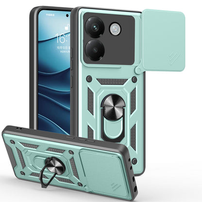 Xiaomi Poco M7 Pro 5G Sliding Camera Cover Magnetic Ring Stand Shockproof TPU + PC Protective Phone Case