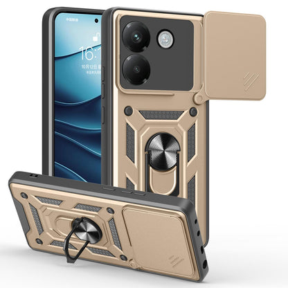 Xiaomi Poco M7 Pro 5G Sliding Camera Cover Magnetic Ring Stand Shockproof TPU + PC Protective Phone Case