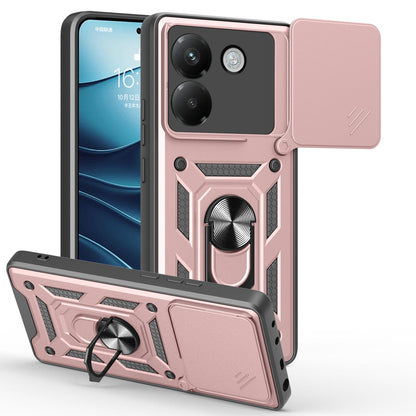 Xiaomi Poco M7 Pro 5G Sliding Camera Cover Magnetic Ring Stand Shockproof TPU + PC Protective Phone Case