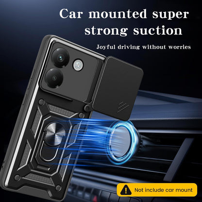 Xiaomi Poco M7 Pro 5G Sliding Camera Cover Magnetic Ring Stand Shockproof TPU + PC Protective Phone Case