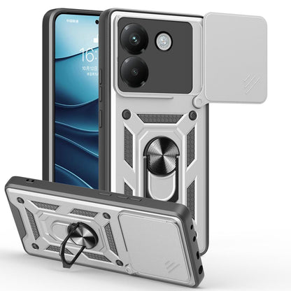 Xiaomi Poco M7 Pro 5G Sliding Camera Cover Magnetic Ring Stand Shockproof TPU + PC Protective Phone Case