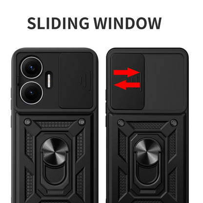 Xiaomi Poco F7 Sliding Camera Cover Magnetic Ring Stand Shockproof TPU + PC Protective Phone Case