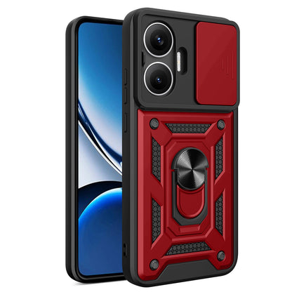 Xiaomi Poco F7 Sliding Camera Cover Magnetic Ring Stand Shockproof TPU + PC Protective Phone Case