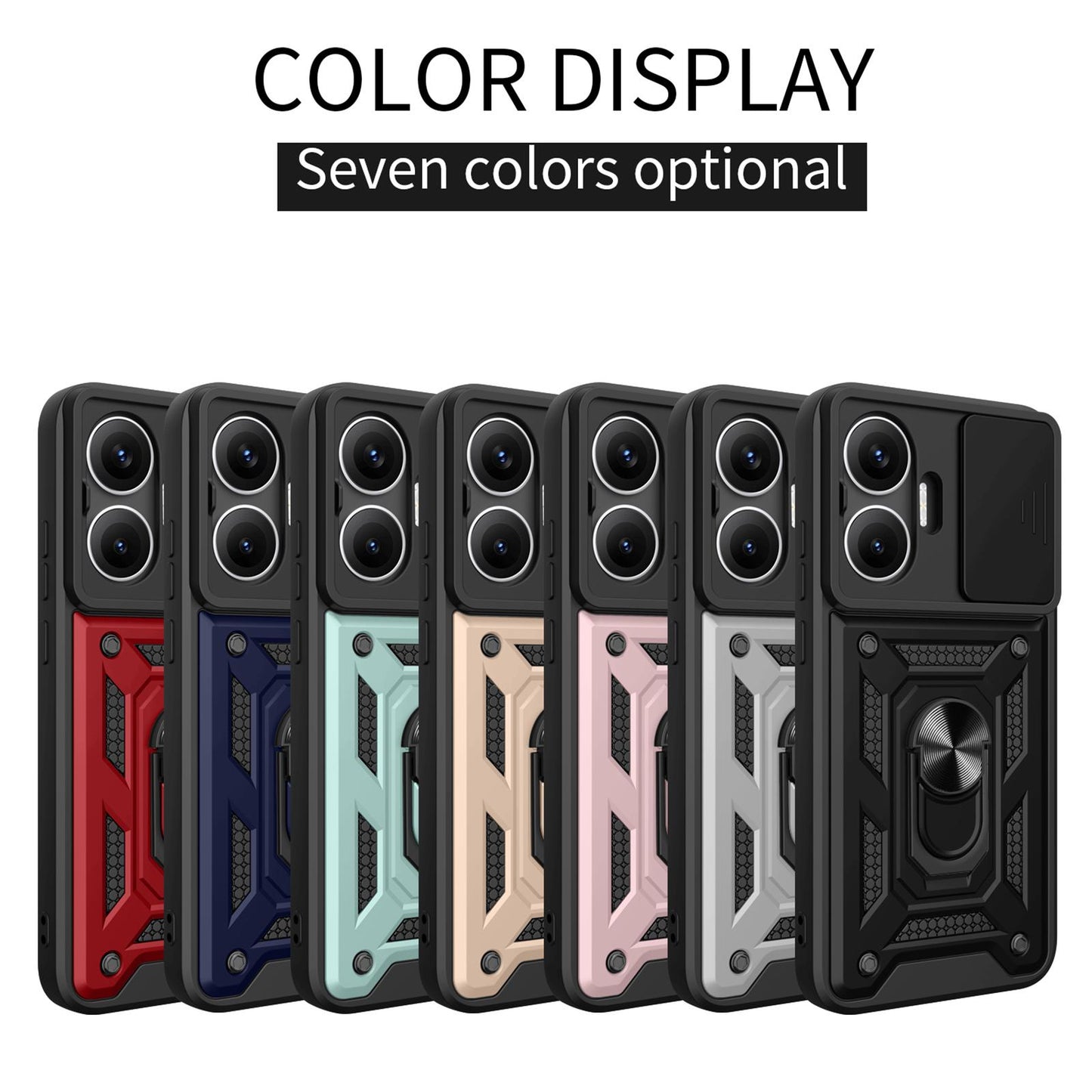 Xiaomi Poco F7 Sliding Camera Cover Magnetic Ring Stand Shockproof TPU + PC Protective Phone Case